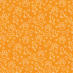 Orange and White Doggy Tile Pattern Repeat Background
