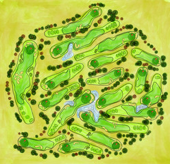 Wall Mural - golf course aerial view