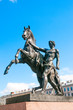 Sculpture tamer of horses at Anichkov bridge in St. Petersburg, Russia