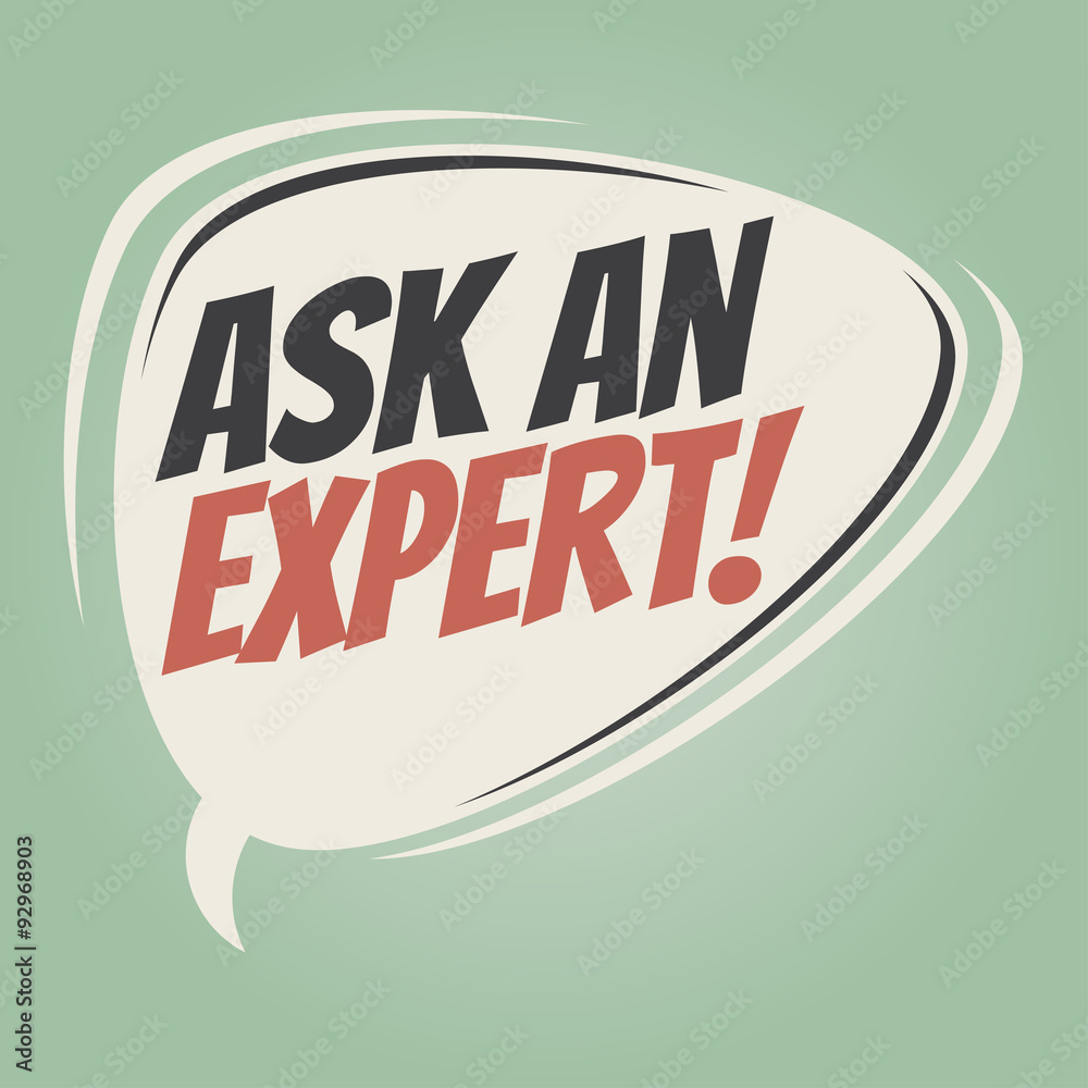 Stock-Vektorgrafik „ask an expert retro speech bubble“ | Adobe Stock