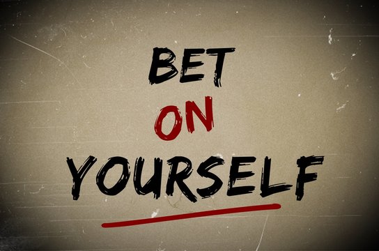 Wall Mural -  - Bet on yourself written over old piece of paper