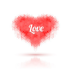  Abstract heart shape background made by triangles with love. Vector illustration