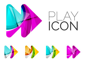 Set of abstract next play arrow icon, business logotype concepts