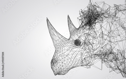 Fotomural rhino stylized low poly wire construction concept concepts connection