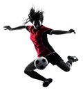 Fototapeta Sport - woman soccer player isolated silhouette