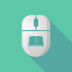 Wireless long shadow mouse icon with a book