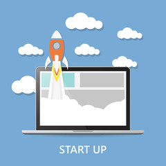 Wall Mural - concept. project start up - launch illustration