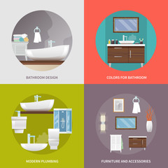 Canvas Print - Bathroom Furniture Flat Icons