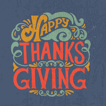 Happy Thanksgiving Icon, Logo Or Badge