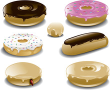 Illustration Of A Variety Of Donuts.