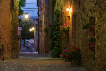 Wall Mural - The streets of the beautiful medieval town of Castelmuzio, Italy