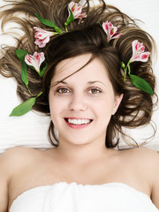 Wall Mural - Young woman in spa studio