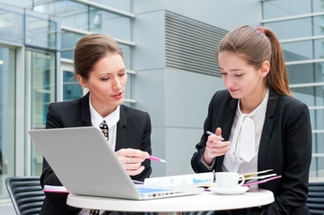 Sticker - Two young business women