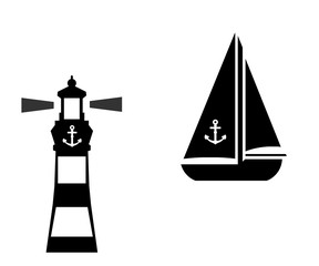 Sticker - Voilier et un phare