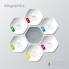 Poster - Infographics vector template. Flower Hexagon concept options