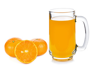 Sticker - Orange juice and oranges on white background