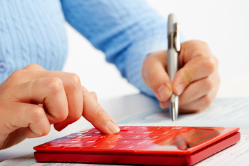 Aufkleber - Hands of accountant woman.