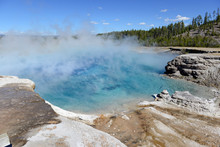 Yellowstone National Park Is A Volcanically Active Area, Filled With Geothermal Activity Of Steam Vents, Hot Springs And Geysers