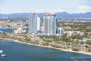 City in front of a coast