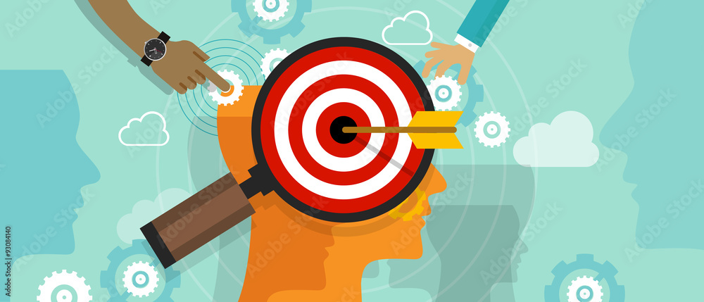 strategy target positioning in consumer customer mind marketing - obrazy, fototapety, plakaty 