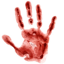 Dark Red Watercolor Hand Print