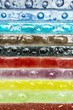 Narrow rectangular strips of artistic glass multicolored.