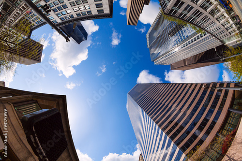 Fotografie, Obraz Fisheye view of skyscrapers in Seattle, USA