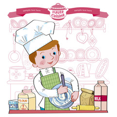 Boy-cook.Illustration.Separate layers of objects and background for easy editing