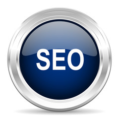 Aufkleber - seo cirle glossy dark blue web icon on white background