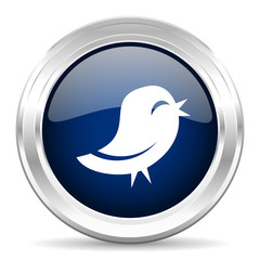 Aufkleber - twitter cirle glossy dark blue web icon on white background