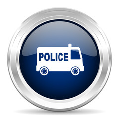 Poster - police cirle glossy dark blue web icon on white background