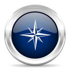 Aufkleber - compass cirle glossy dark blue web icon on white background