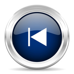 Poster - prev cirle glossy dark blue web icon on white background
