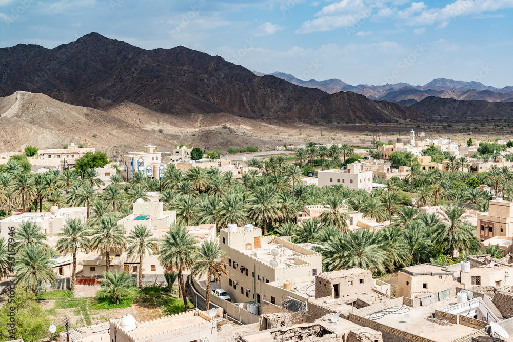Town of oasis at Bahla fort in Ad Dakhiliyah, Oman. It is located about ...