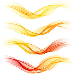 Poster - Set of abstract orange waves. Vector illustration 