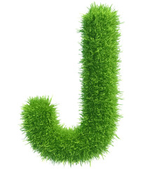 Poster - Vector capital letter J from grass on white background