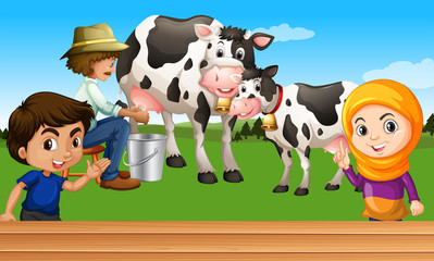 Sticker - Farmer milking a cow