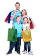 © Valua Vitaly - Happy american family with children holding shopping bags