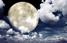 Bright Moon In The Night Sky