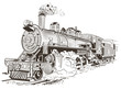 steam locomotive illustration in vintage style