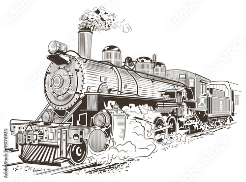 Fotografía steam locomotive illustration in vintage style