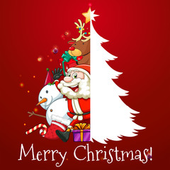 Wall Mural - Christmas theme with Santa and tree