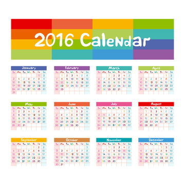 2016 Calendar - illustration vector kids hand made