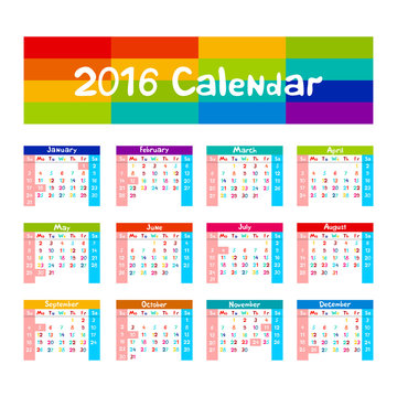 2016 Calendar - illustration vector kids hand made
