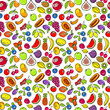 Seamless pattern with fruits. Bright vivid colors. Cartoon pictures of fruit.