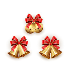 Set Of Christmas Bells With Ribbon