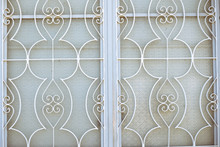 White Metallick Window Grid With Lines And Swirl Ornament