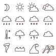 Weather linear icons set. Cloud, sun, precipitation