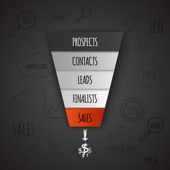 Poster - 3D Sales Funnel infographic. Vector illustration.