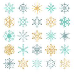 Wall Mural - snowflakes vector set collection of twenty five ornamental snowflakes
